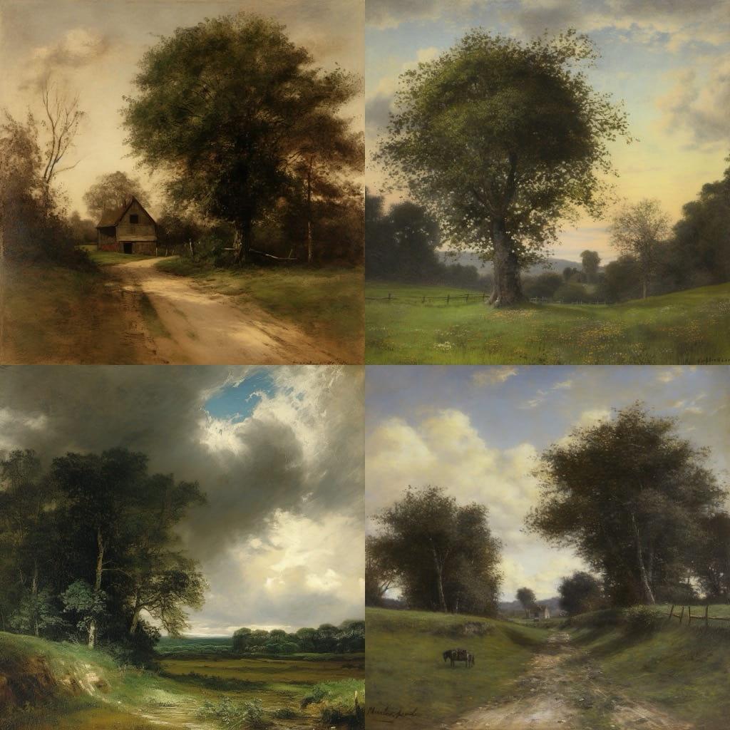Dwight William Tryon style, Midjourney V5, render 1 of 4
