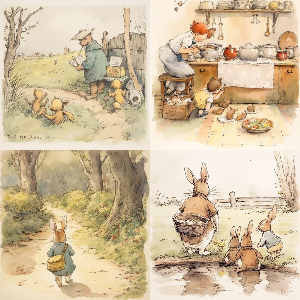 E. H. Shepard style, Midjourney V5, render 1 of 4