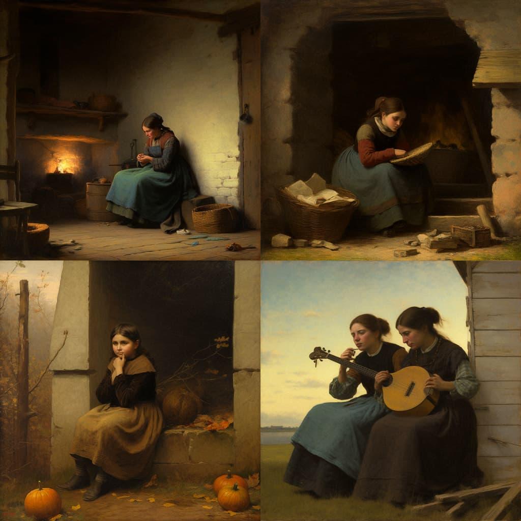Eastman Johnson style, Midjourney V5, render 1 of 4