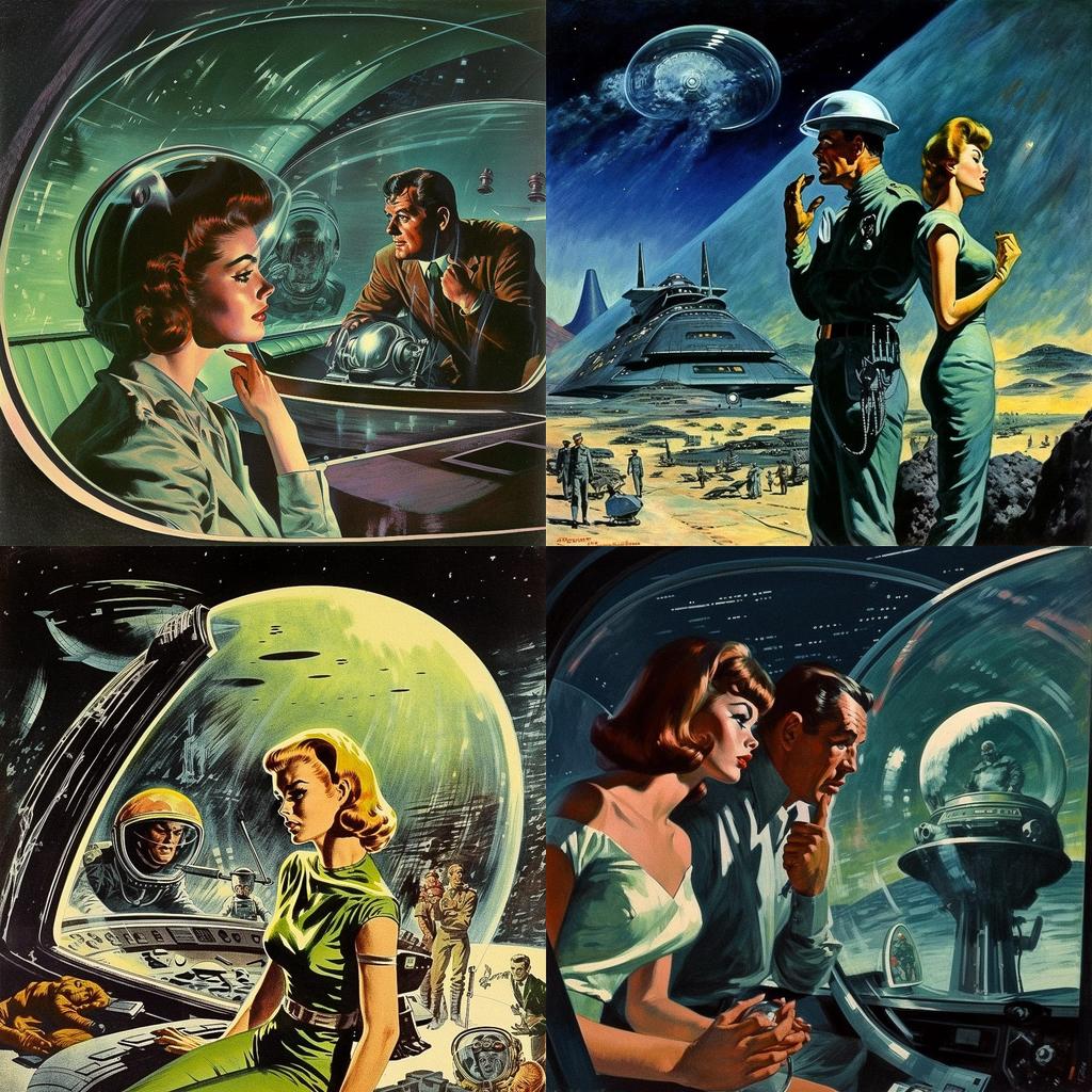 Ed Emshwiller style, Midjourney V5, render 1 of 4
