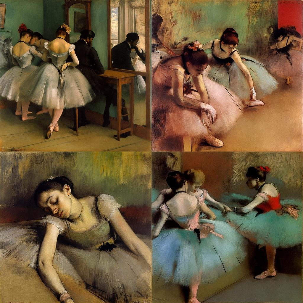 Edgar Degas style, Midjourney V5, render 1 of 4