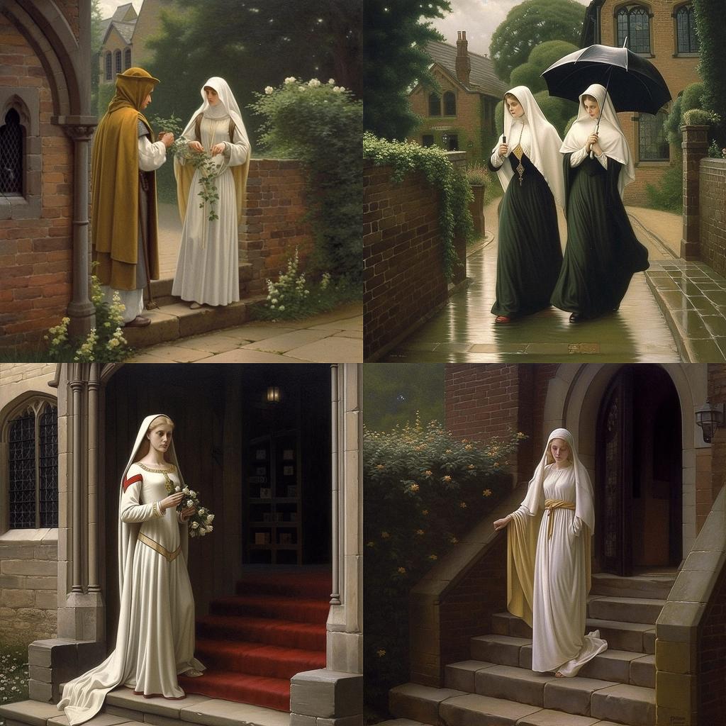 Edmund Leighton style, Midjourney V5, render 1 of 4