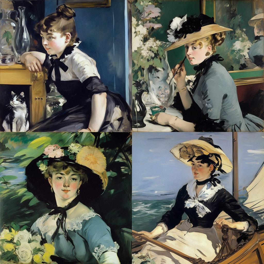Edouard Manet style, Midjourney V5, render 1 of 4
