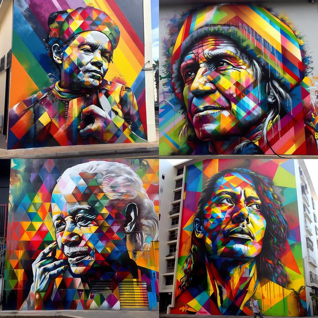 Eduardo Kobra style, Midjourney V5, render 1 of 4