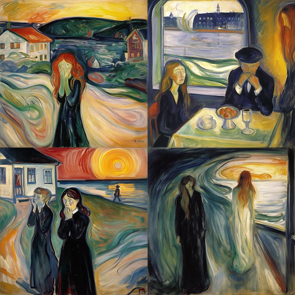 Edvard Munch style, Midjourney V5, render 1 of 4