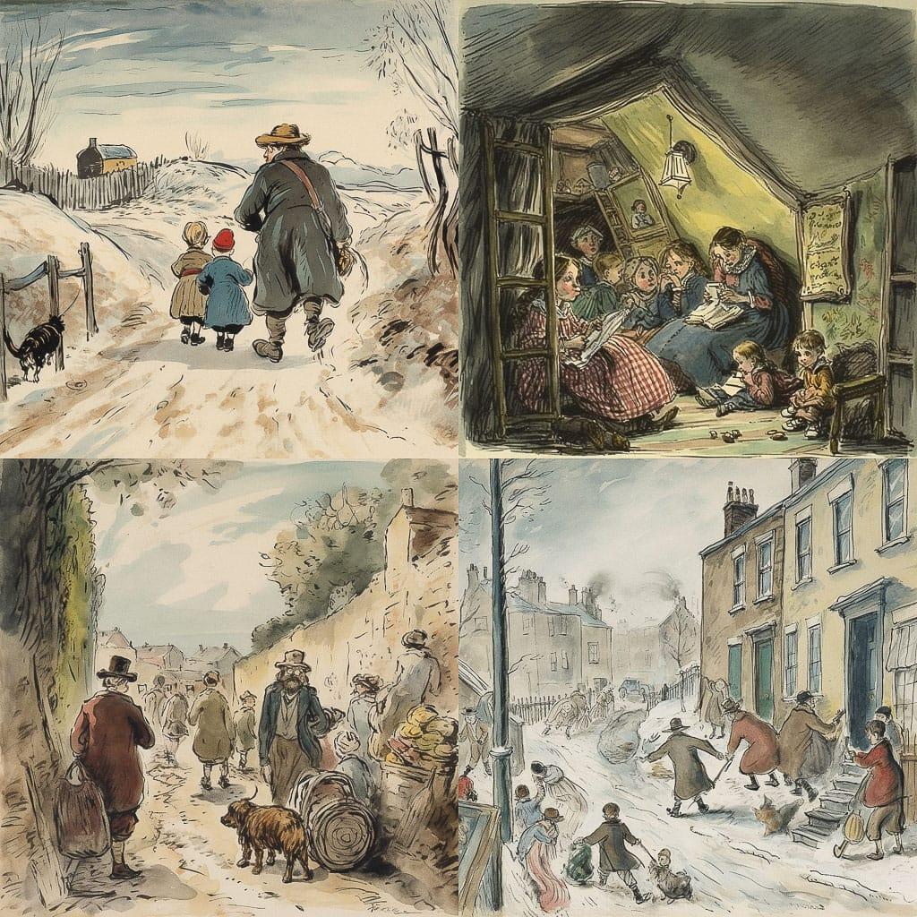 Edward Ardizzone style, Midjourney V5, render 1 of 4