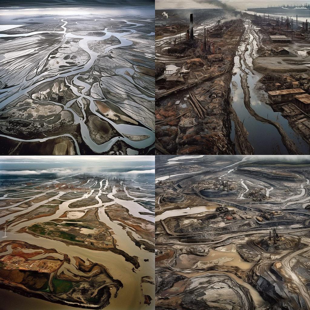 Edward Burtynsky style, Midjourney V5, render 1 of 4