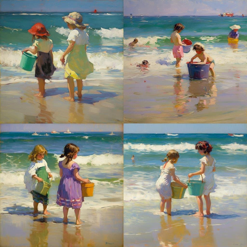 Edward Henry Potthast style, Midjourney V5, render 1 of 4