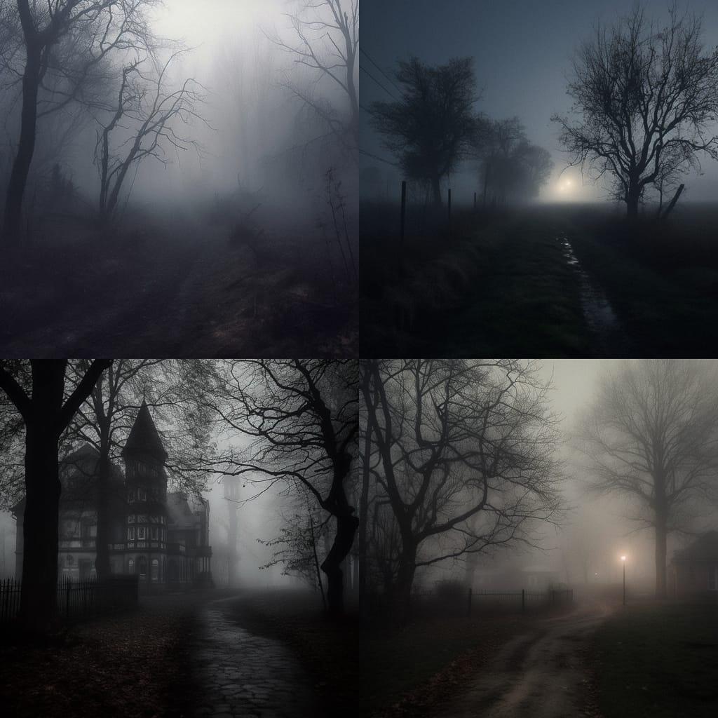 Eerie atmosphere style, Midjourney V5, render 1 of 4