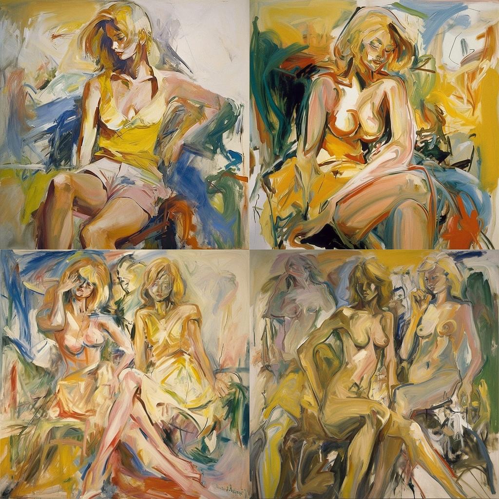 Elaine de Kooning style, Midjourney V5, render 1 of 4