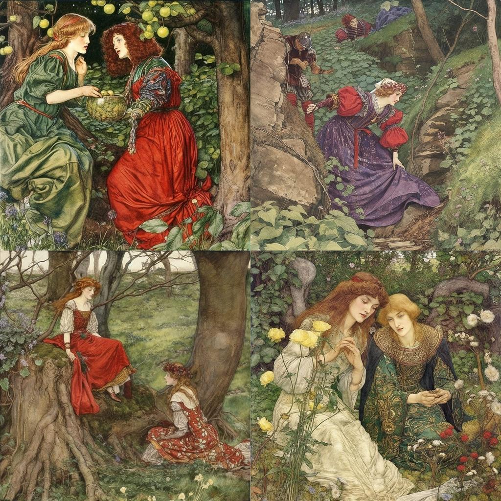 Eleanor Fortescue-Brickdale style, Midjourney V5, render 1 of 4
