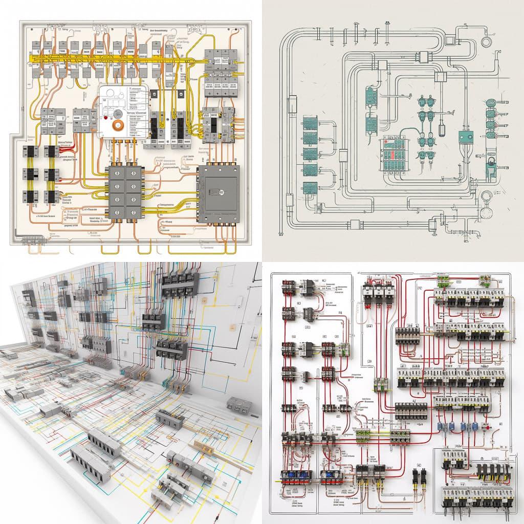 Electrical layout style, Midjourney V5, render 1 of 4
