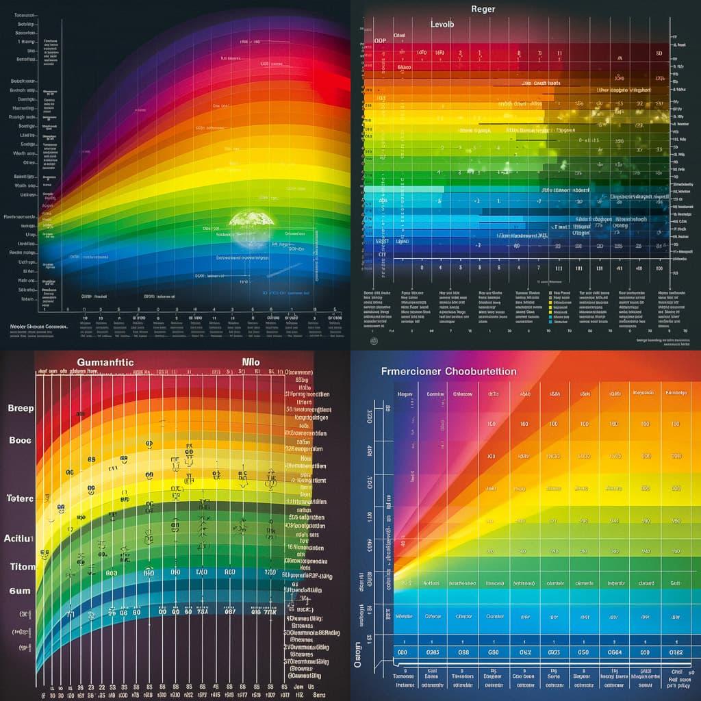 Electromagnetic spectrum chart style, Midjourney V5, render 1 of 4