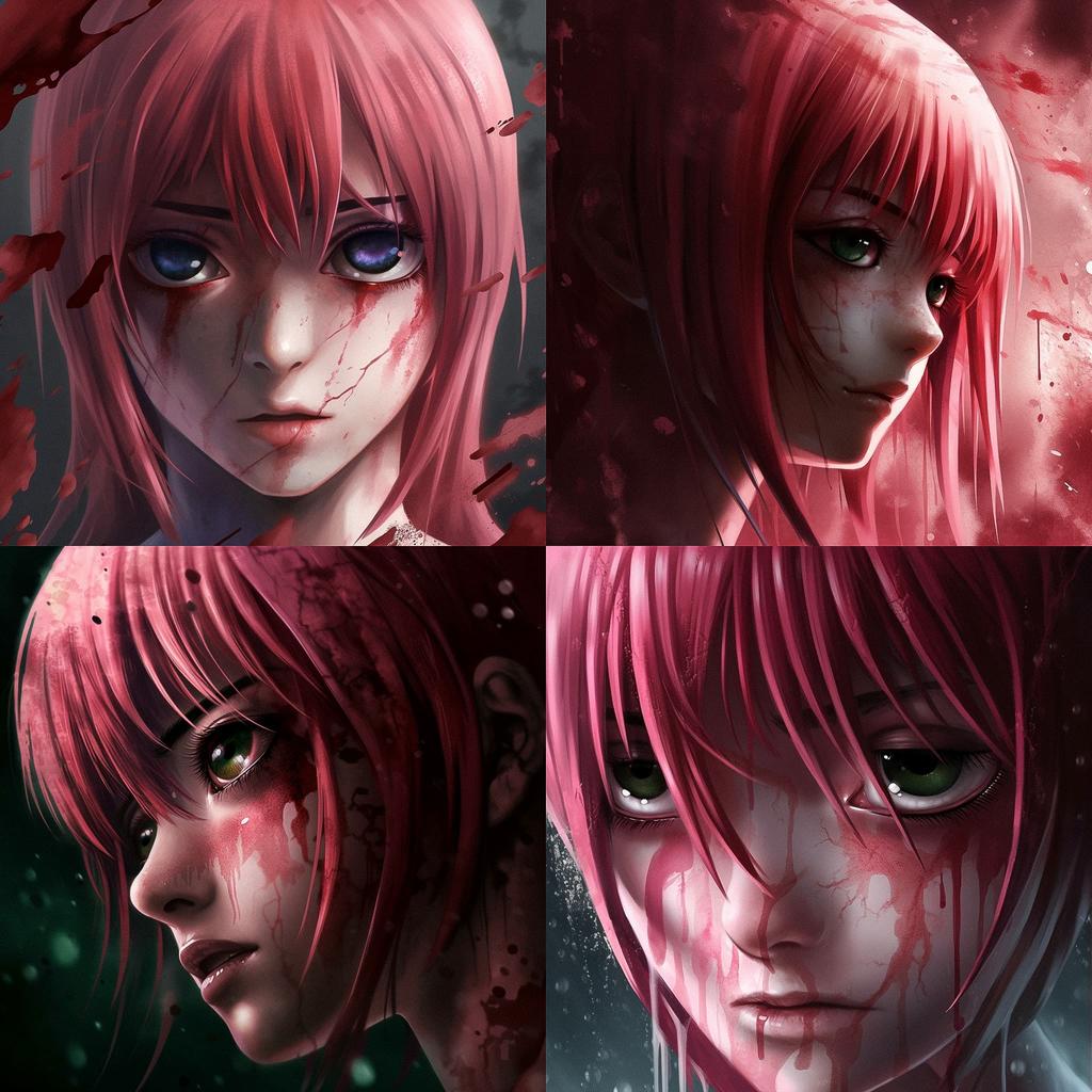 Elfen Lied style, Midjourney V5, render 1 of 4