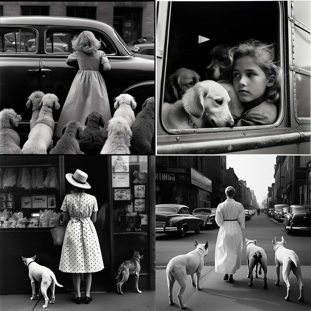 Elliott Erwitt style, Midjourney V5, render 1 of 4