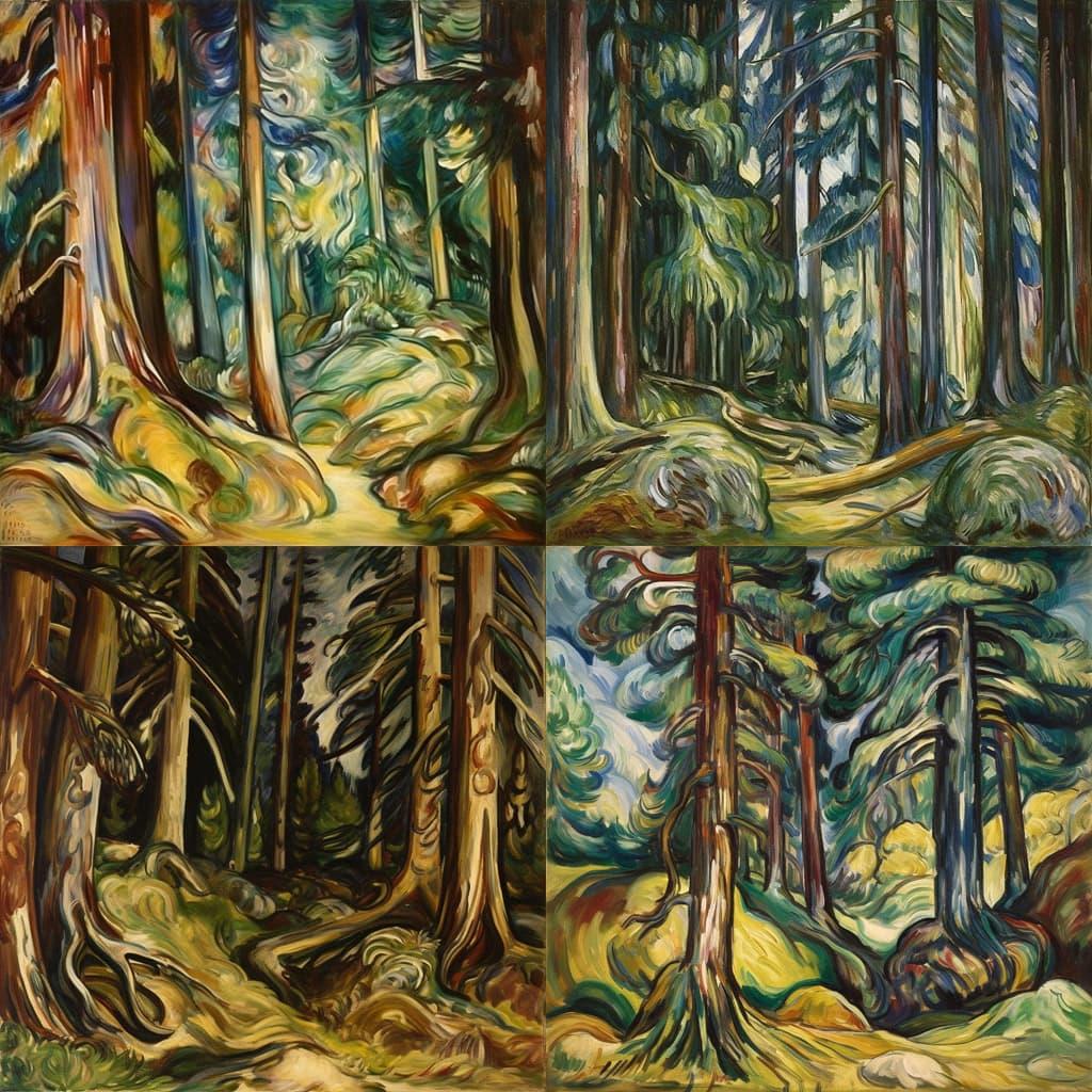 Emily Carr style, Midjourney V5, render 1 of 4