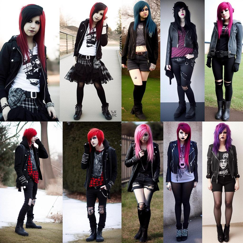 Emo fashion style, Midjourney V5, render 1 of 4