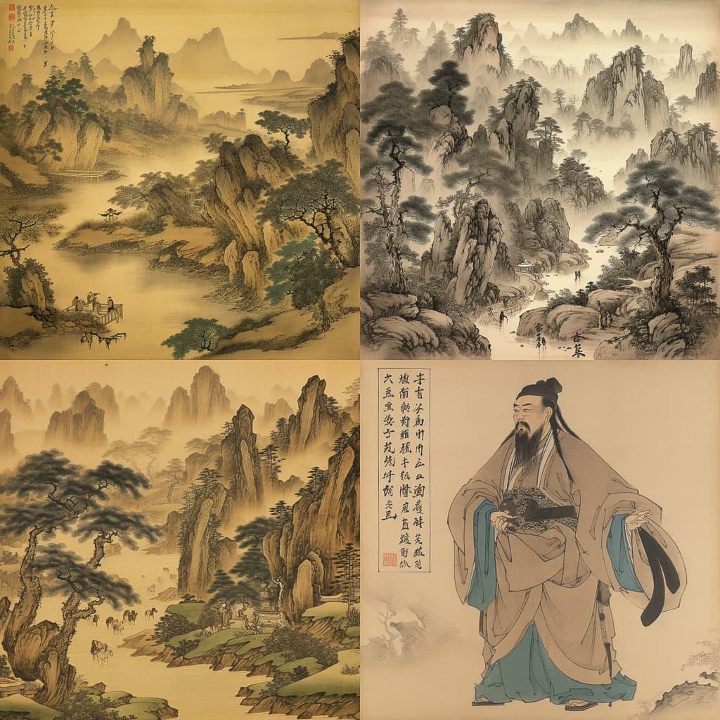 Emperor Huizong of Song style, Midjourney V5, render 1 of 4