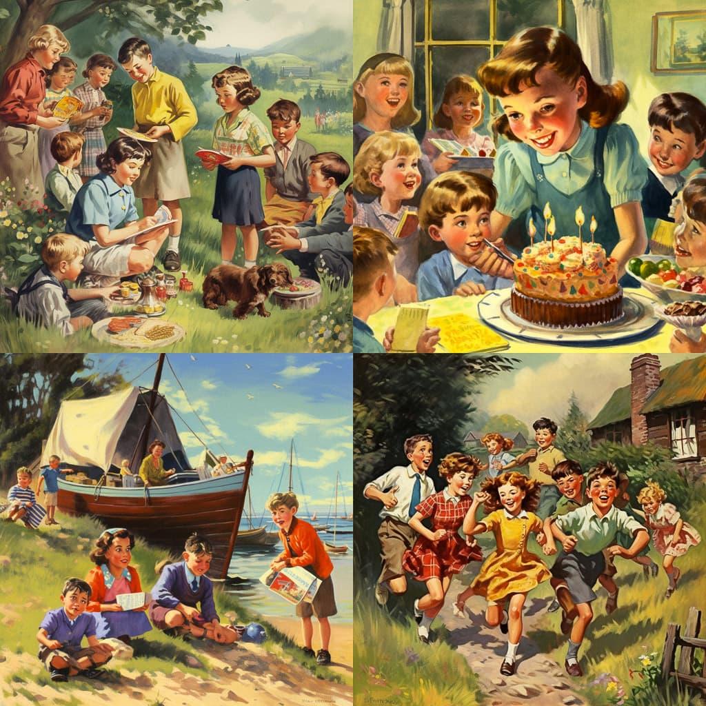 Enid Blyton style, Midjourney V5, render 1 of 4