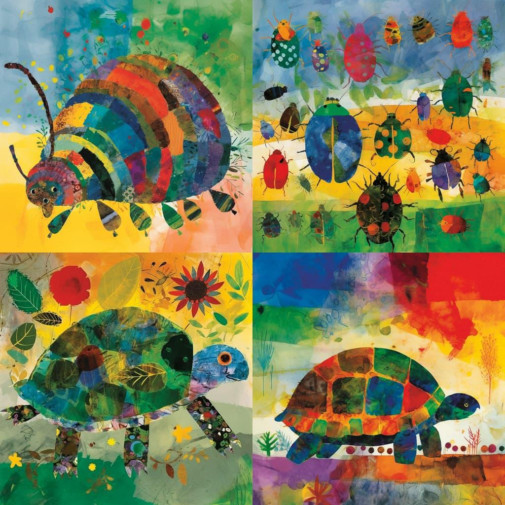 Eric Carle style, Midjourney V5, render 1 of 4