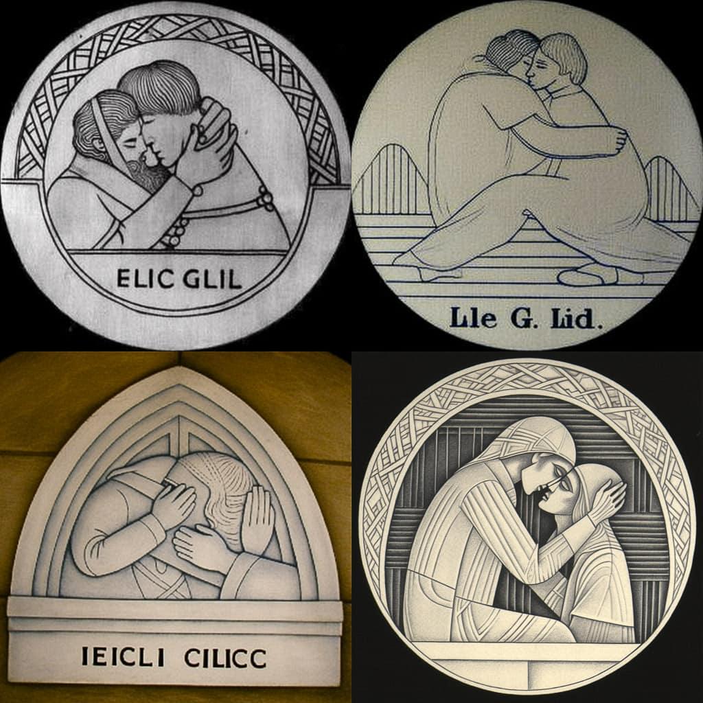 Eric Gill style, Midjourney V5, render 1 of 4
