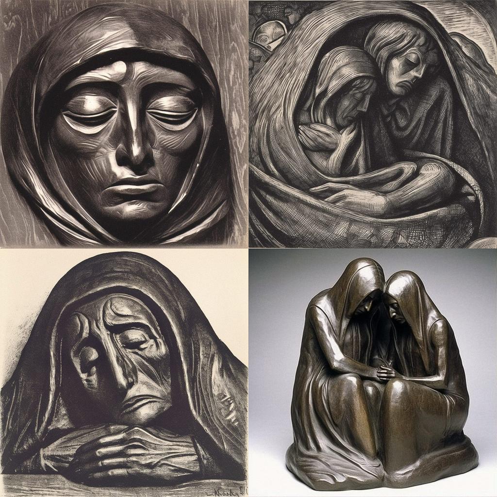 Ernst Barlach style, Midjourney V5, render 1 of 4
