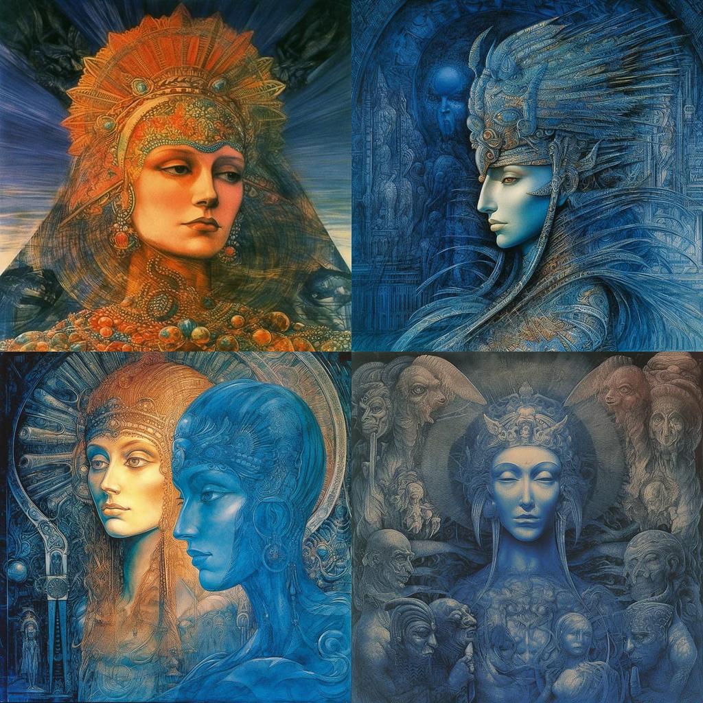 Ernst Fuchs style, Midjourney V5, render 1 of 4
