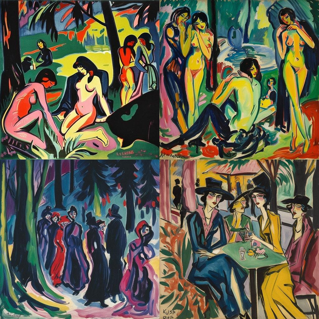 Ernst Ludwig Kirchner style, Midjourney V5, render 1 of 4