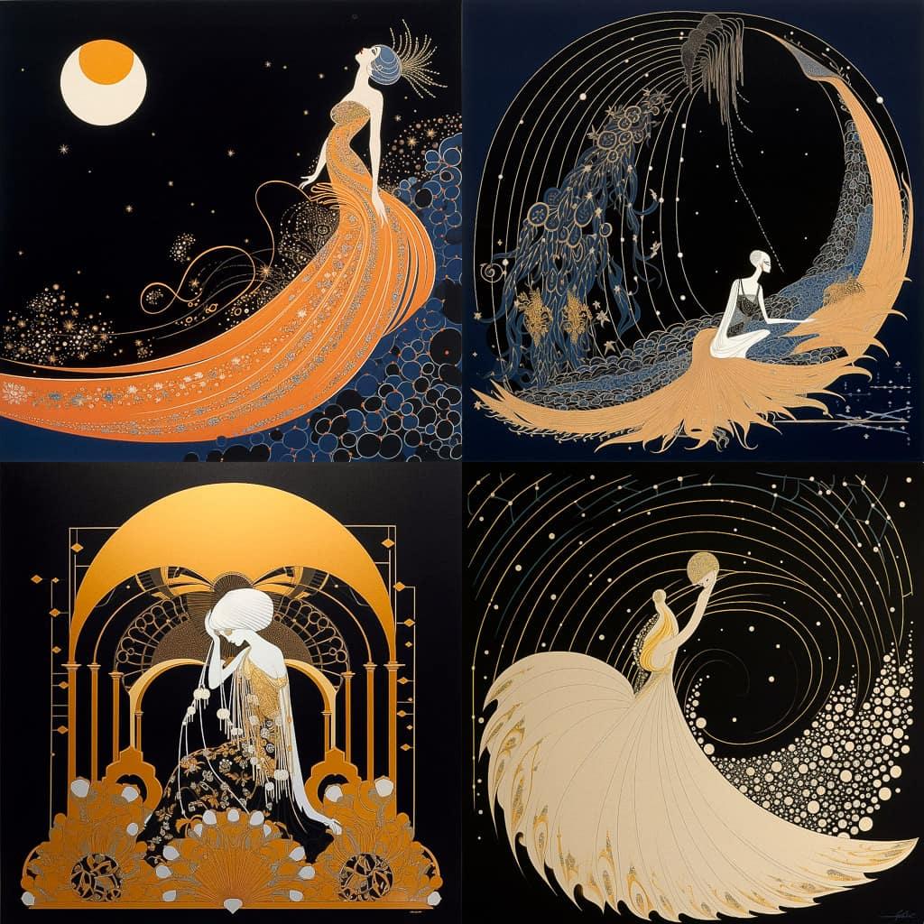 Erte style, Midjourney V5, render 1 of 4