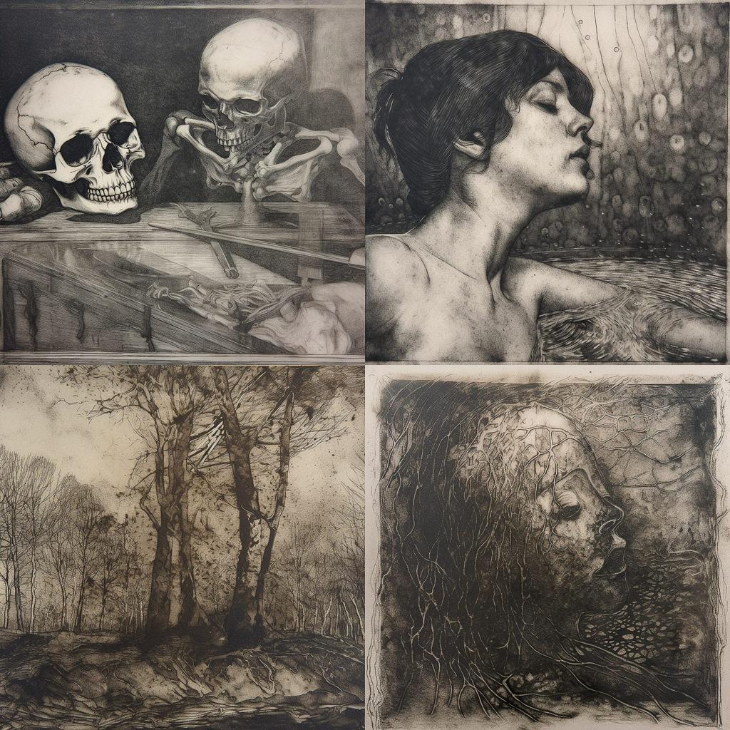 Etching style, Midjourney V5, render 1 of 4