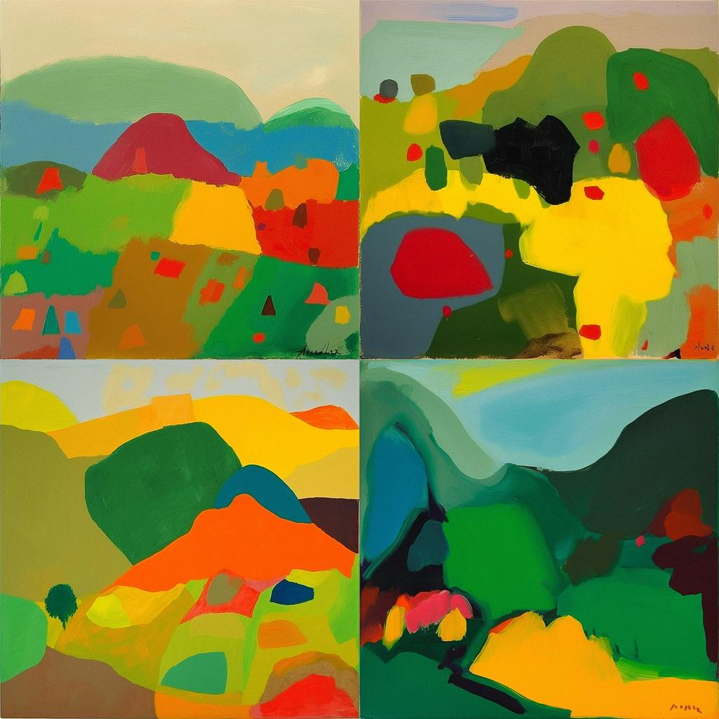 Etel Adnan style, Midjourney V5, render 1 of 4