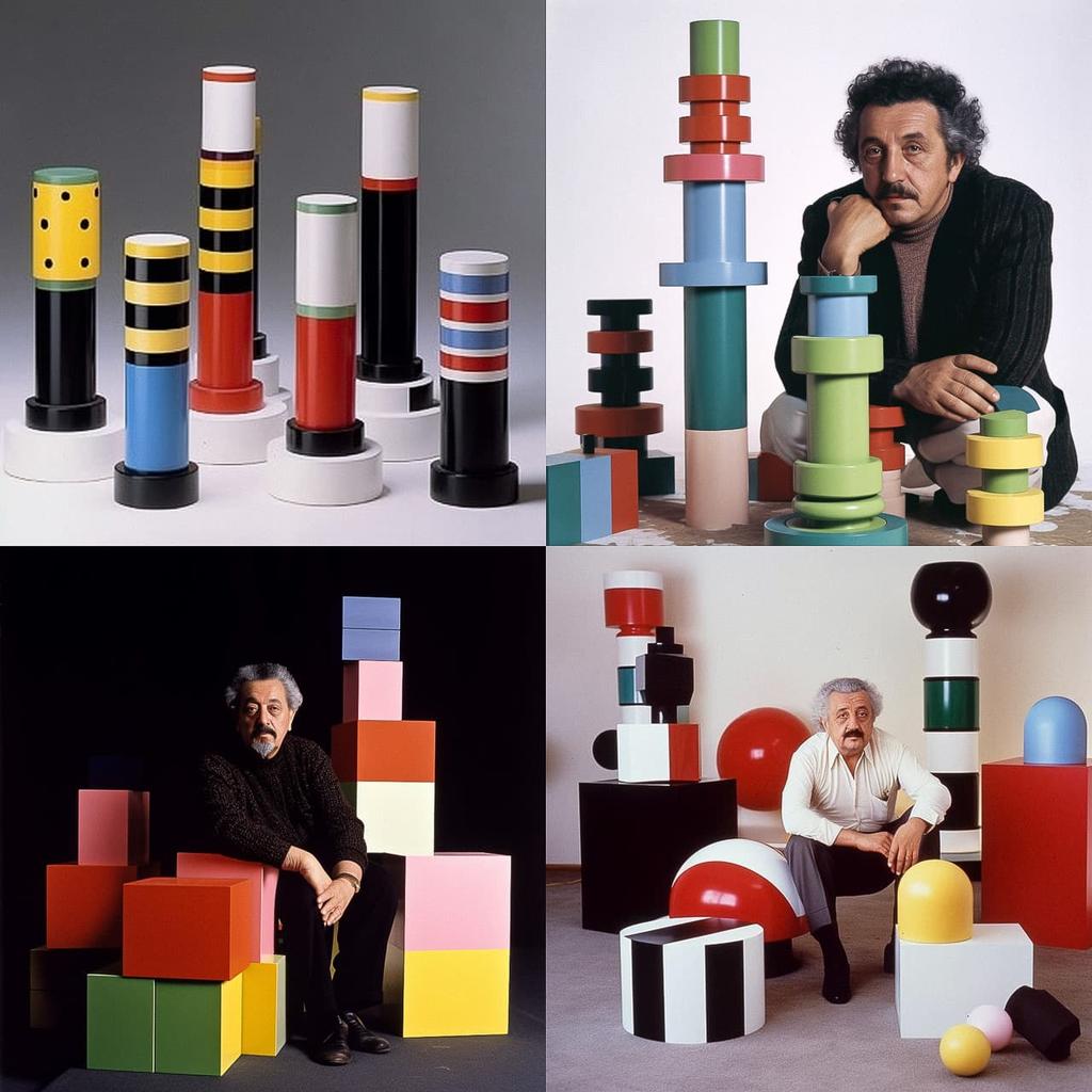 Ettore Sottsass style, Midjourney V5, render 1 of 4