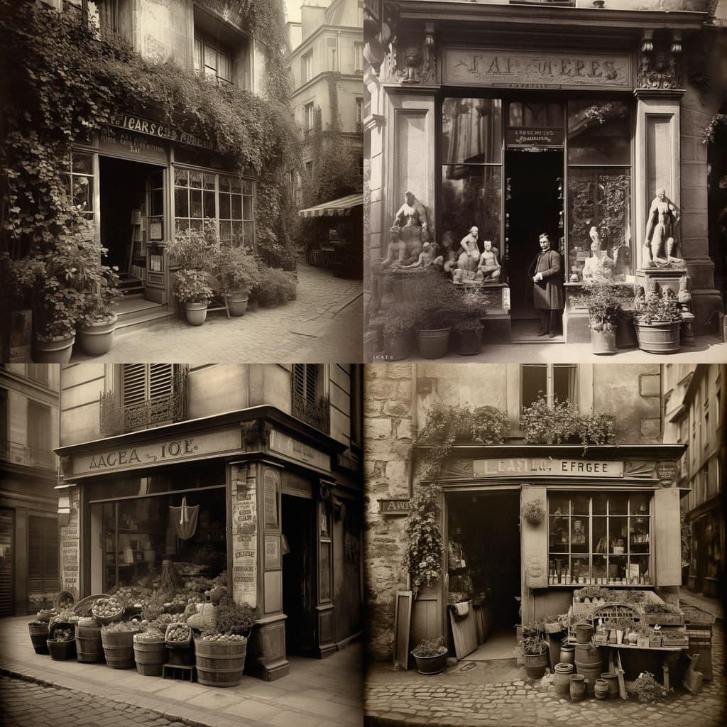 Eugene Atget style, Midjourney V5, render 1 of 4