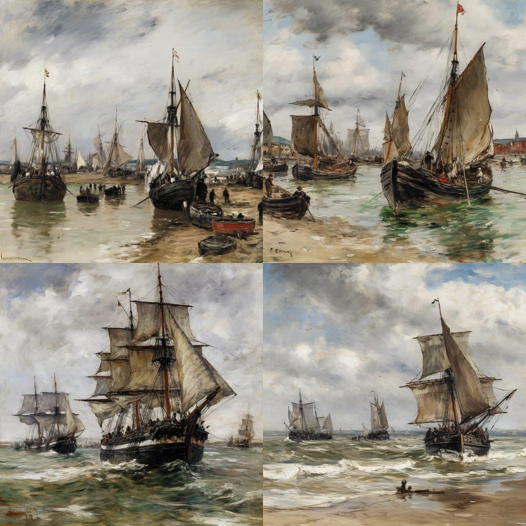 Eugene Boudin style, Midjourney V5, render 1 of 4