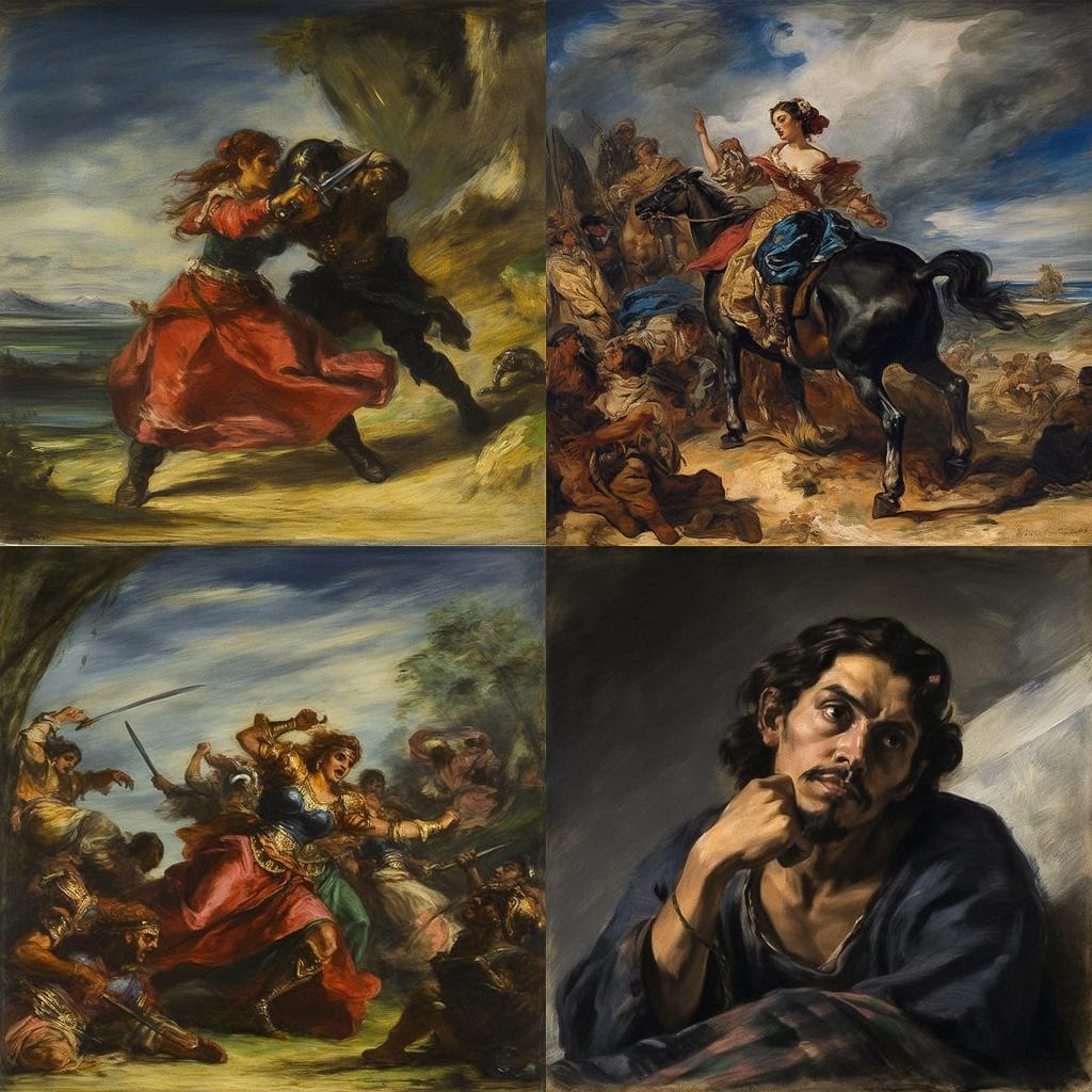 Eugene Delacroix style, Midjourney V5, render 1 of 4