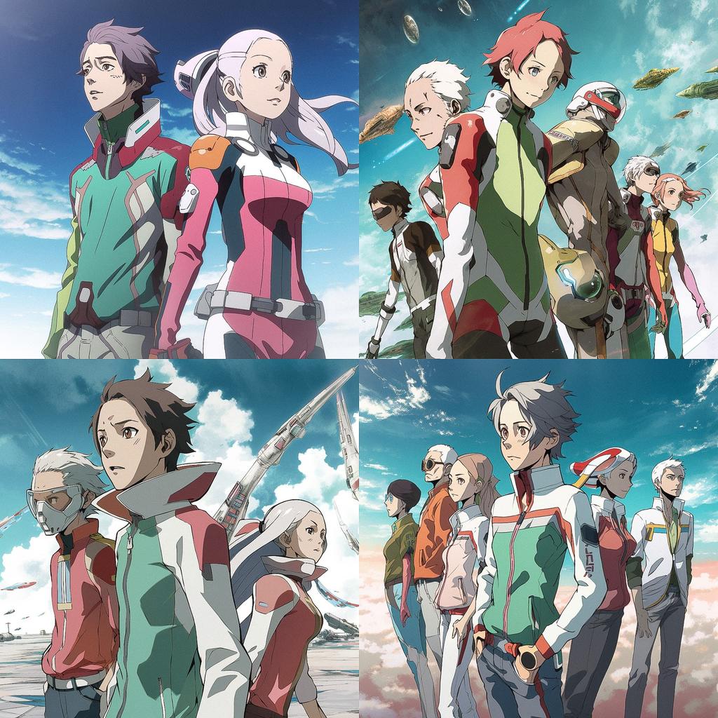 Eureka Seven style, Midjourney V5, render 1 of 4