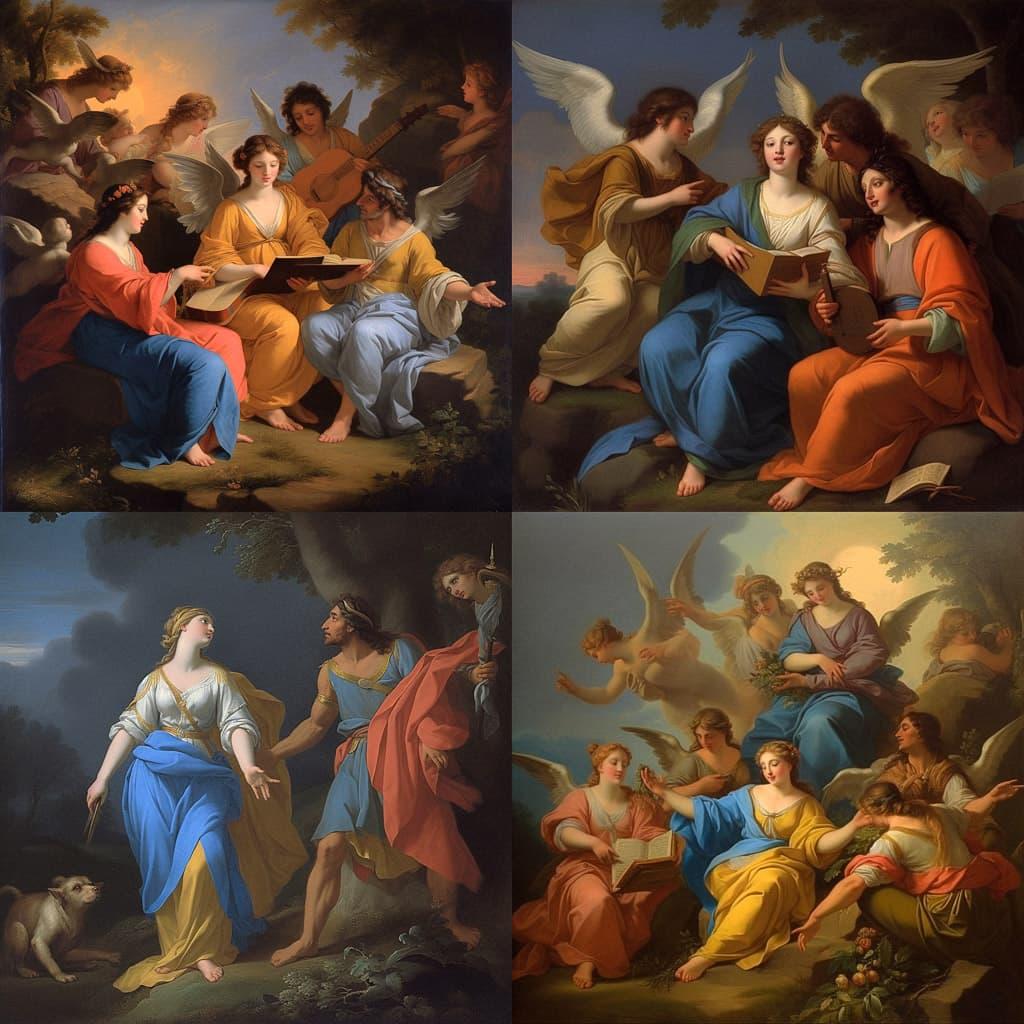 Eustache Le Sueur style, Midjourney V5, render 1 of 4