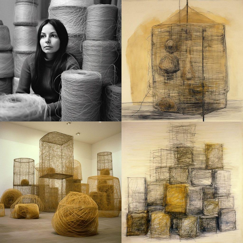 Eva Hesse style, Midjourney V5, render 1 of 4