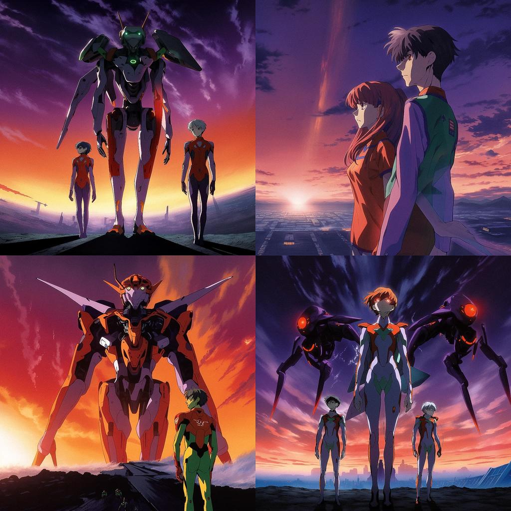 Evangelion style, Midjourney V5, render 1 of 4