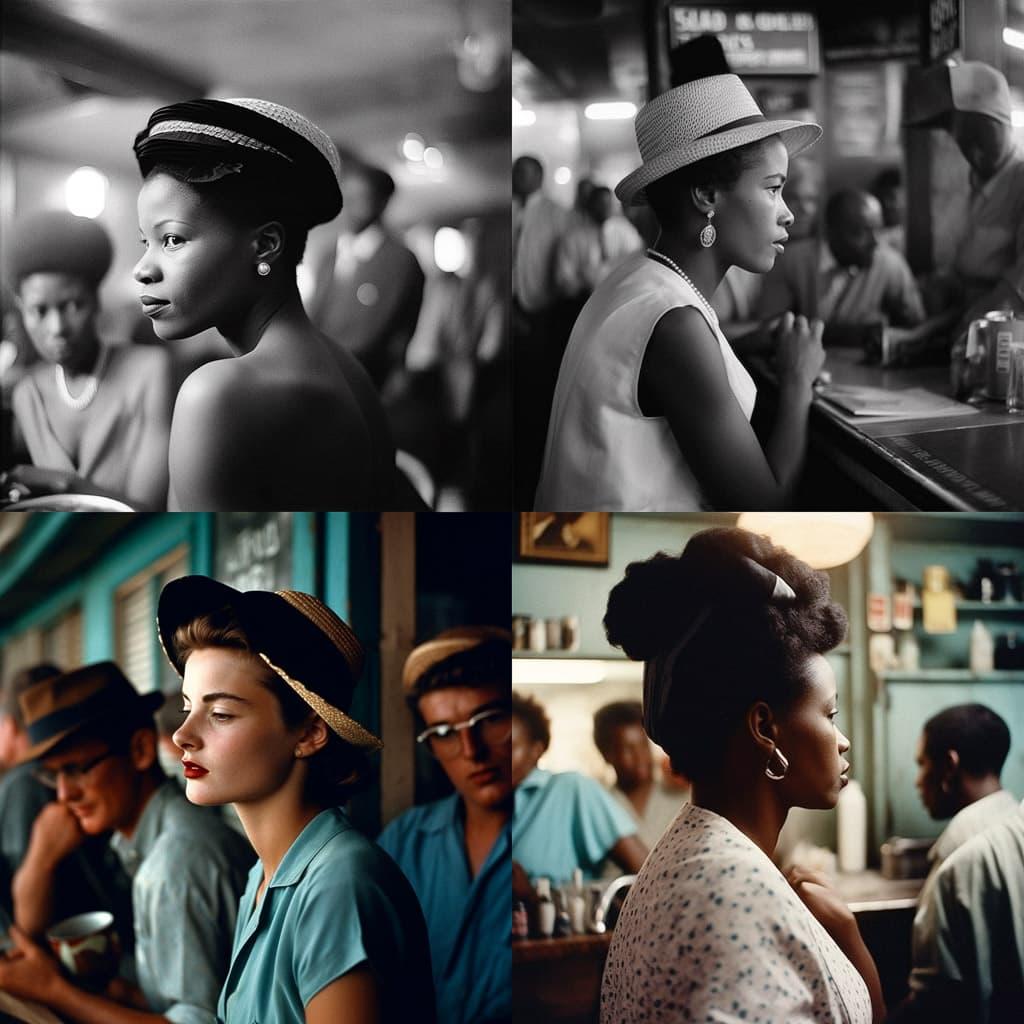 Eve Arnold style, Midjourney V5, render 1 of 4