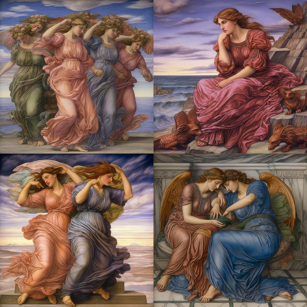 Evelyn De Morgan style, Midjourney V5, render 1 of 4