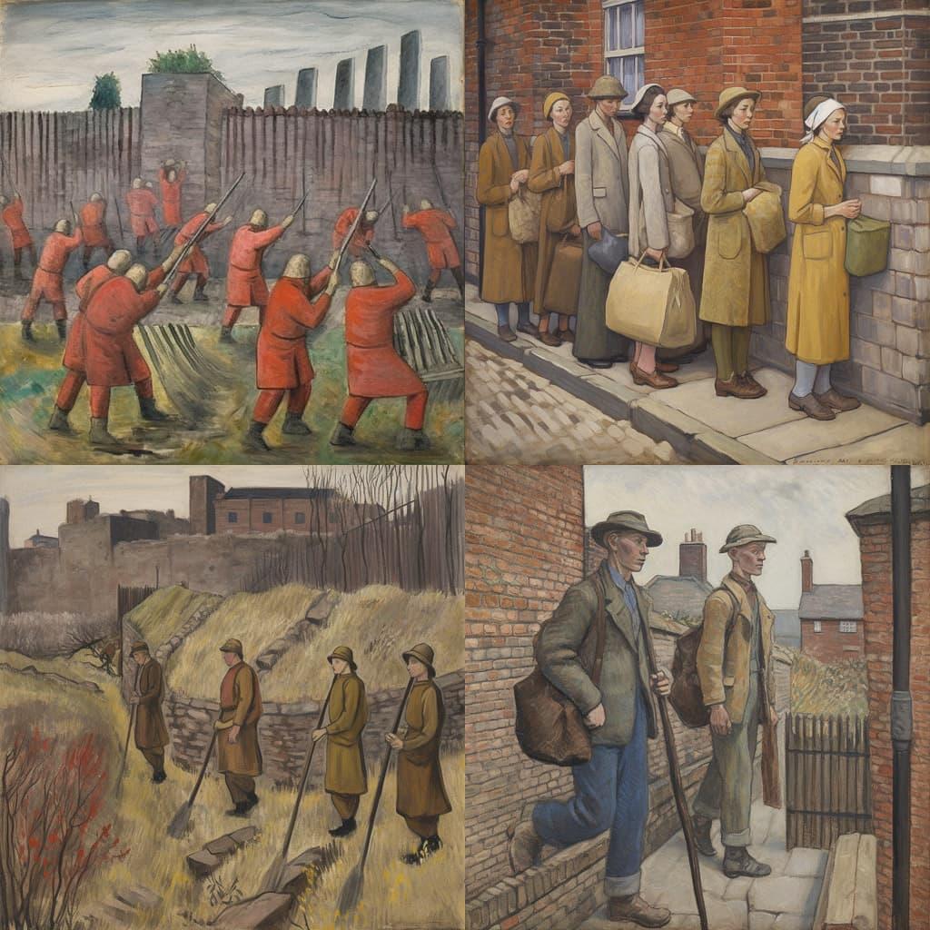 Evelyn Dunbar style, Midjourney V5, render 1 of 4