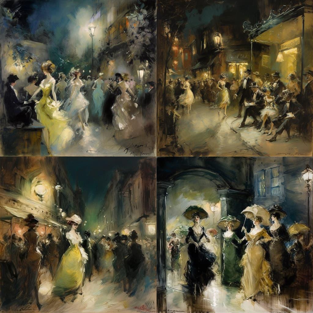Everett Shinn style, Midjourney V5, render 1 of 4