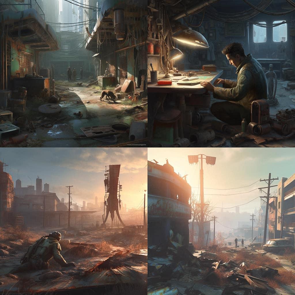 Fallout 4 style, Midjourney V5, render 1 of 4