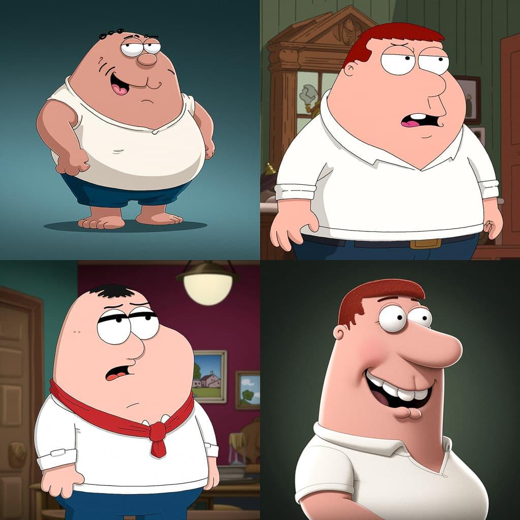 Family Guy style, Midjourney V5, render 1 of 4