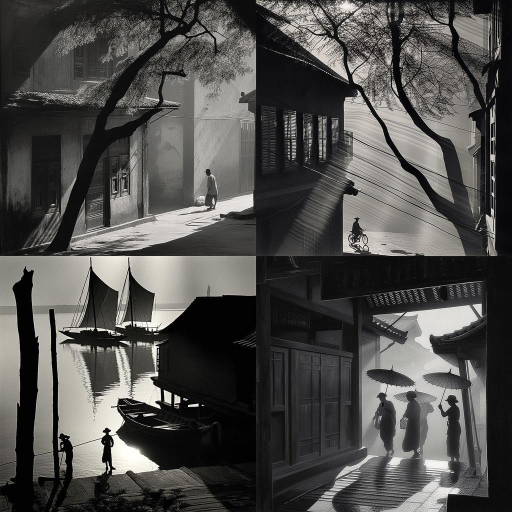 Fan Ho style, Midjourney V5, render 1 of 4