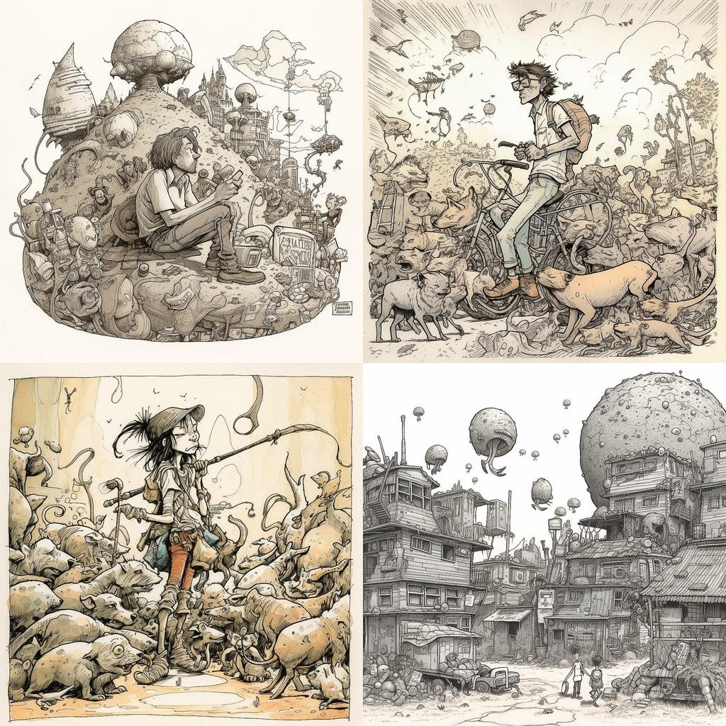 Farel Dalrymple style, Midjourney V5, render 1 of 4