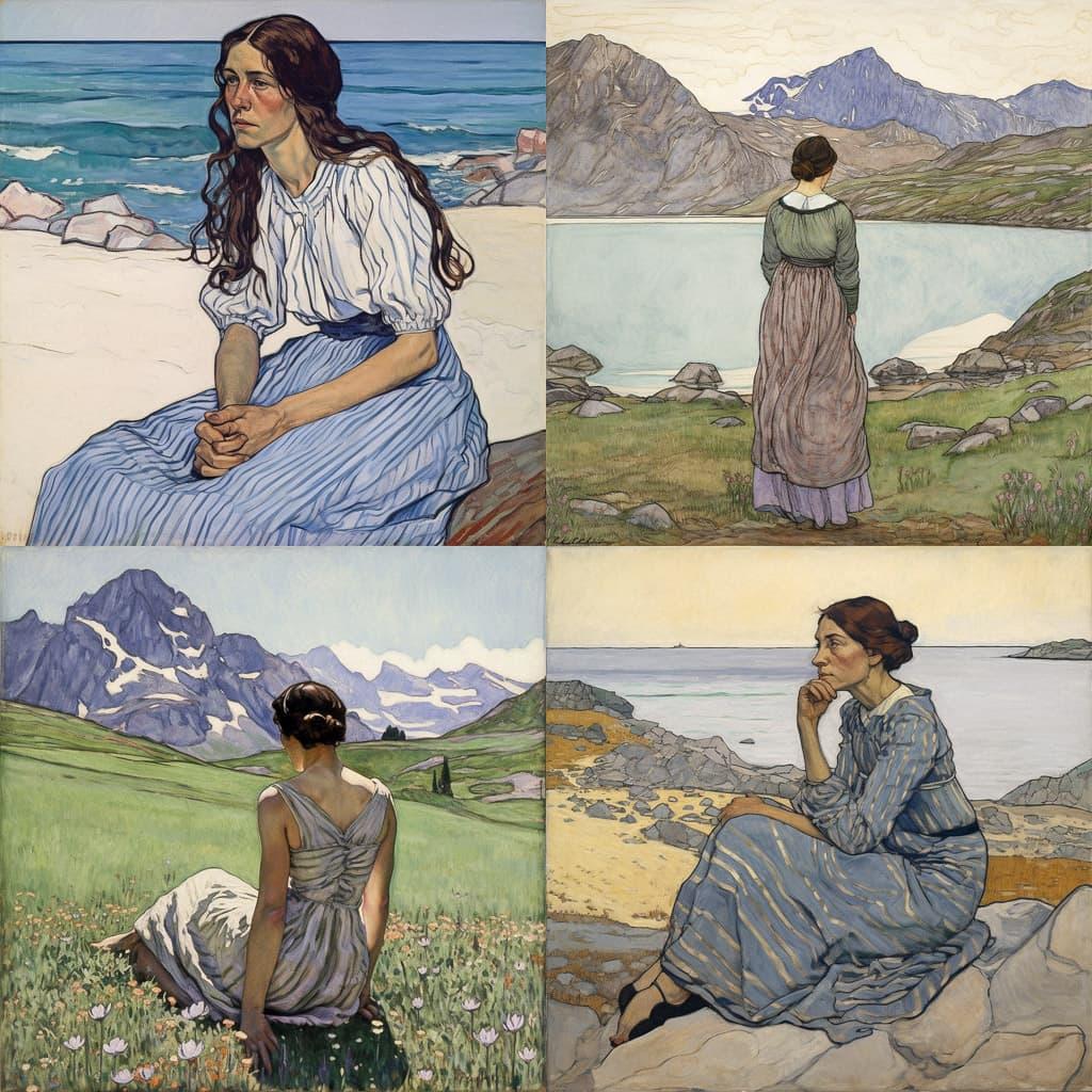 Ferdinand Hodler style, Midjourney V5, render 1 of 4