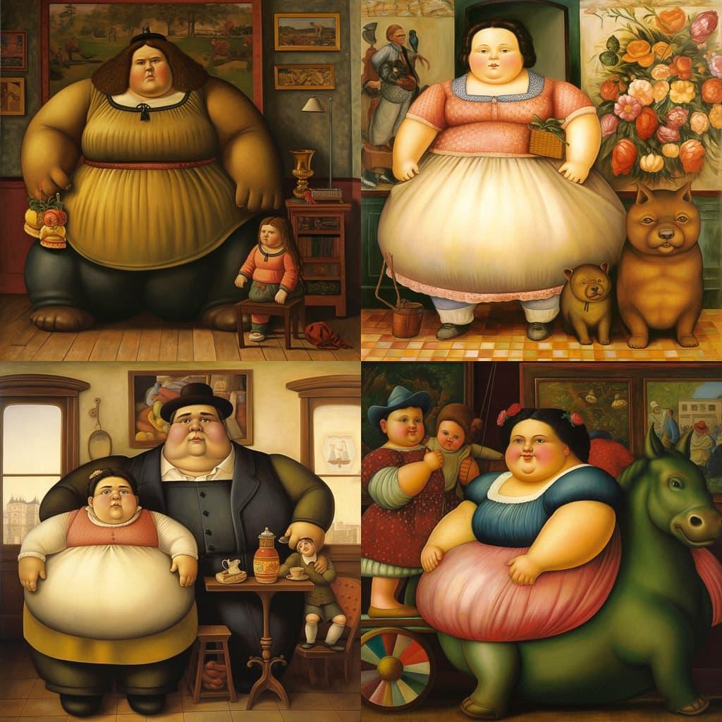 Fernando Botero style, Midjourney V5, render 1 of 4