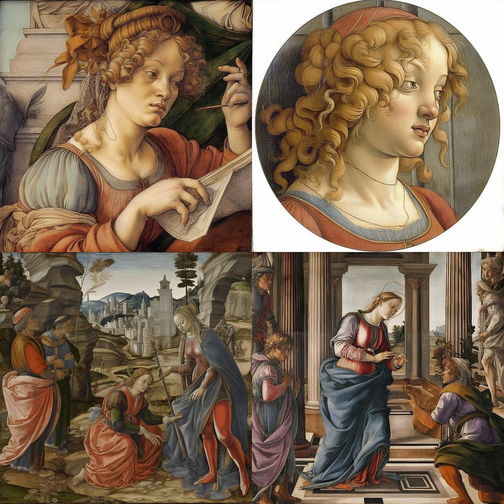 Filippino Lippi style, Midjourney V5, render 1 of 4